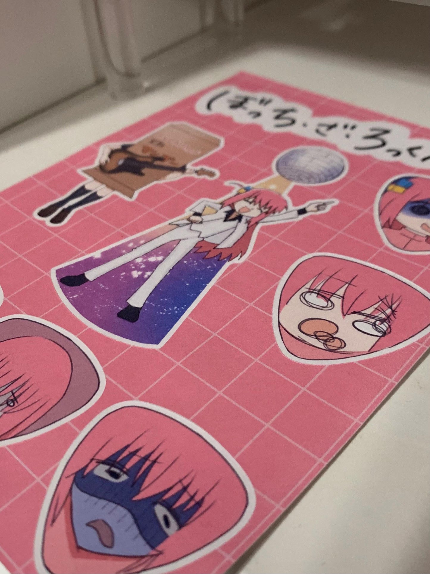 Bocchi the Rock! Bocchi Anime Sticker Sheet Funny Faces version