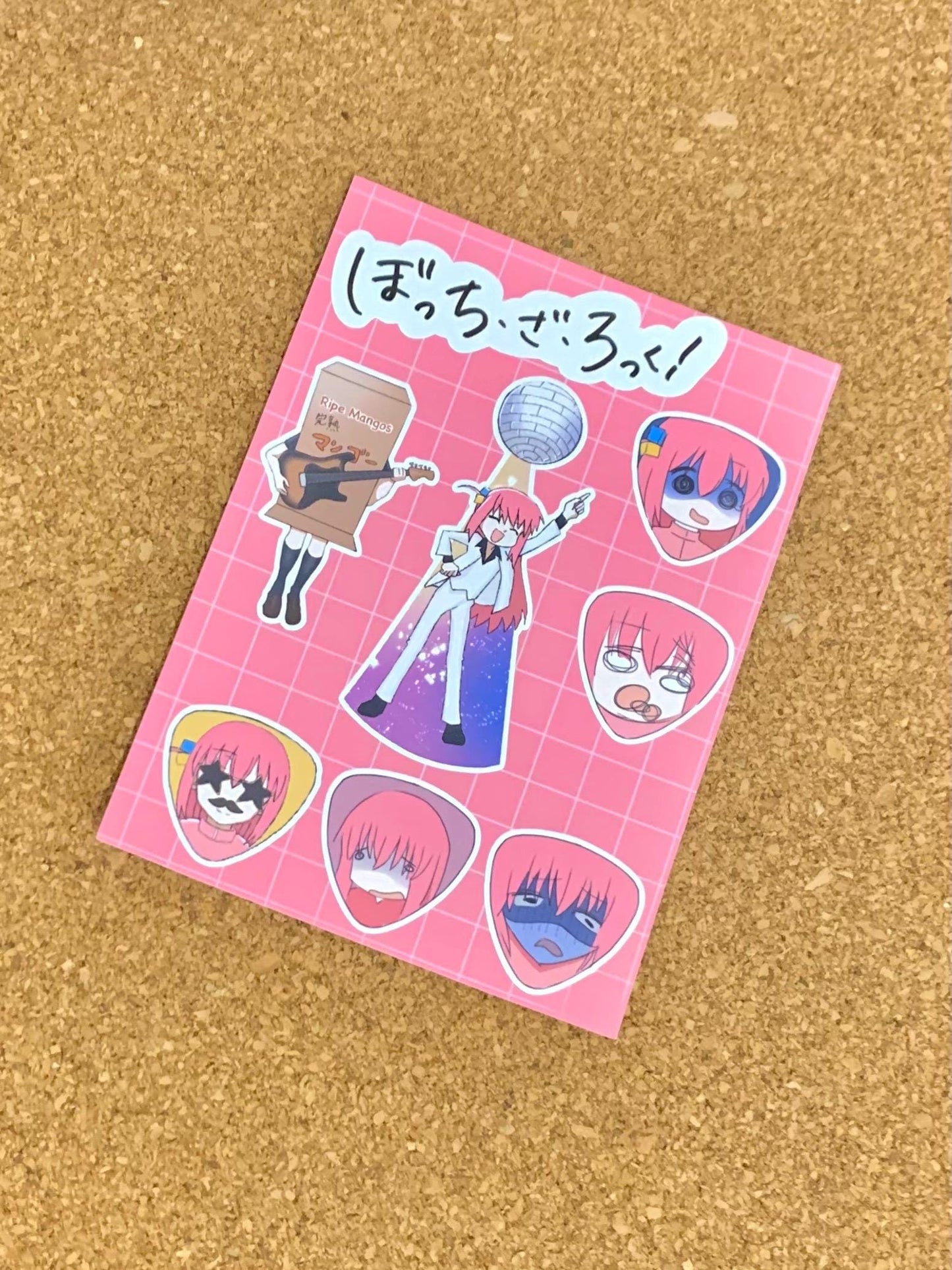 Bocchi the Rock! Bocchi Anime Sticker Sheet Funny Faces version