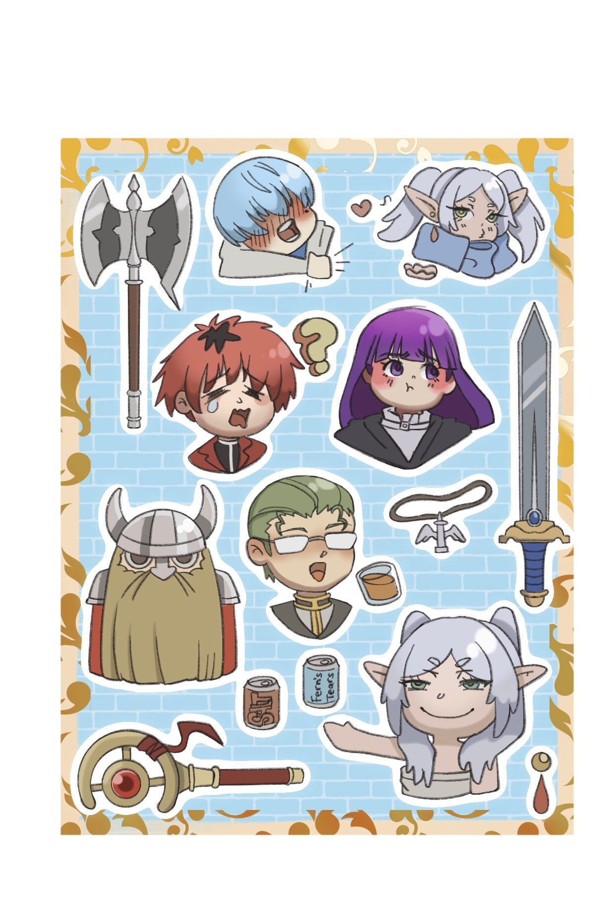 Frieren sticker sheet