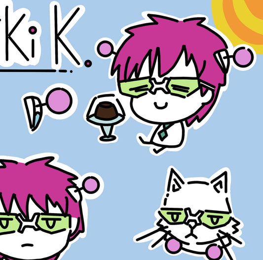 Saiki K Sticker Sheet | cute mini sheet
