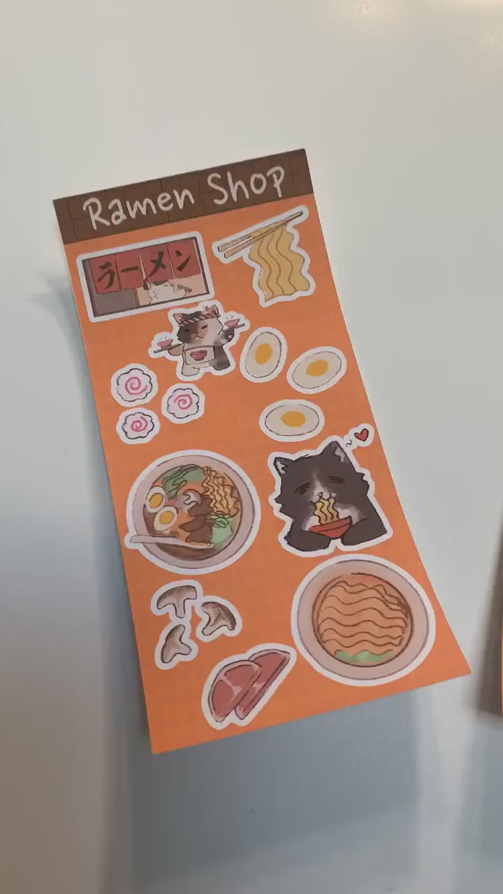 Ramen Shop Cat stickers | colorful mini sticker sheet